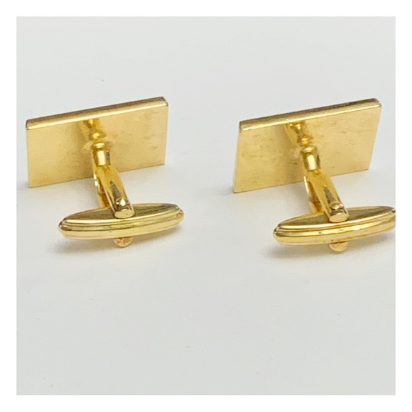 vintage MCM mid century modern rectangular cut gold tone cufflinks - Picture 7 of 11